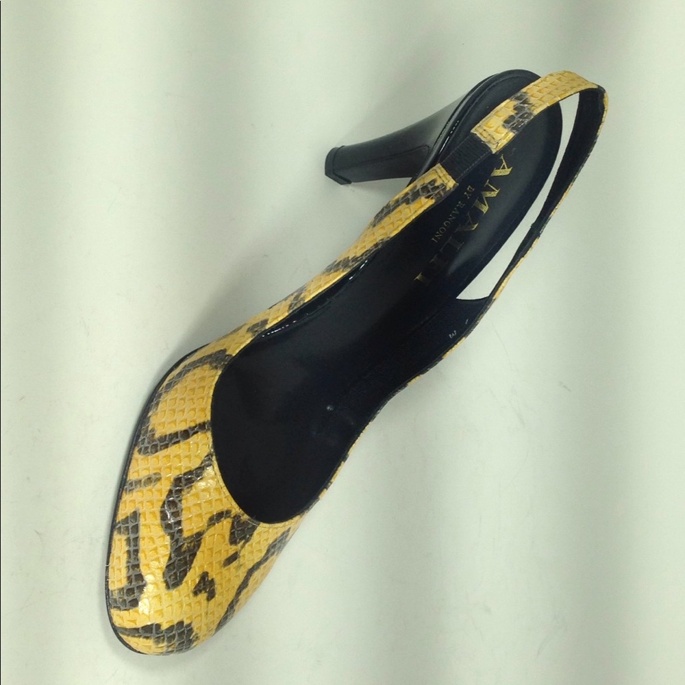 Amalfi yellow slingback heels leather